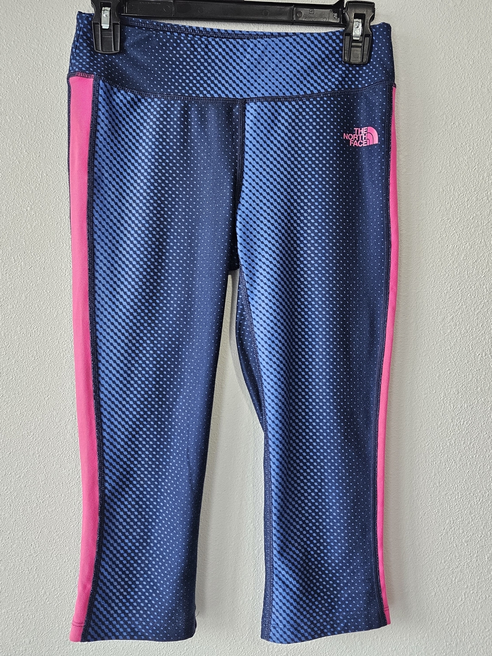 The North Face Women's Navy and Pink Cropped Athletic Leggings, Size Small